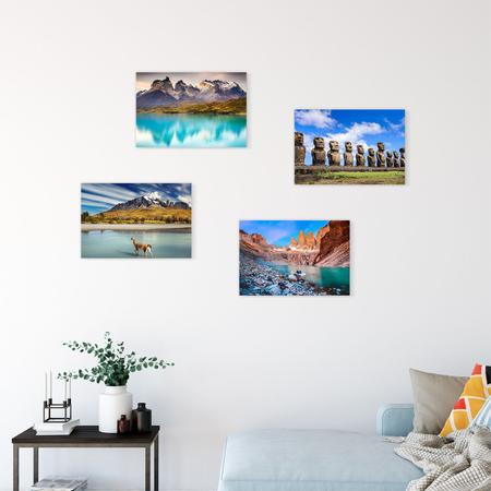 Placas Decorativas Paisagens Chile kit 4un 30x40cm - Quartinhos Imagem de Placas Decorativas Paisagens Chile kit 4un 30x40cm