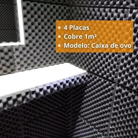 Imagem de Placas Espuma Acústica Ondulada Caixa De Ovo 50X50X2Cm C/4