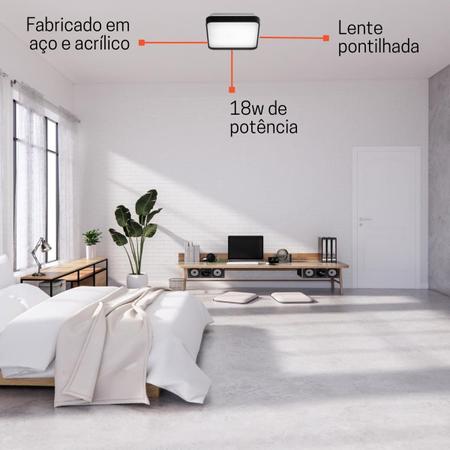 Imagem de Plafon 18w Led Estrelado Ajustavel 3 Cores Round Preto