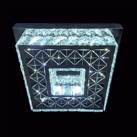 Imagem de Plafon de Cristal Quadrado Espelhado 30cm Led 40W 3 em 1 com Controle Remoto Bivolt