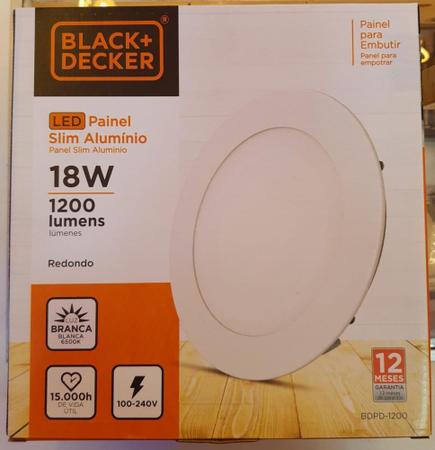 Imagem de Plafon LED de Embutir Redondo 18W - Black+Decker Slim Branco