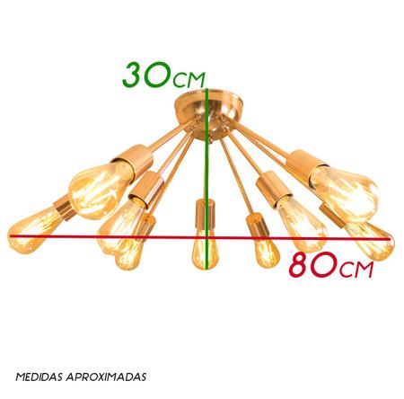 Imagem de Plafon Lustre Atom Sputnik Cobre Brilhante 80cm  para 9 Lâmpadas E27  St698