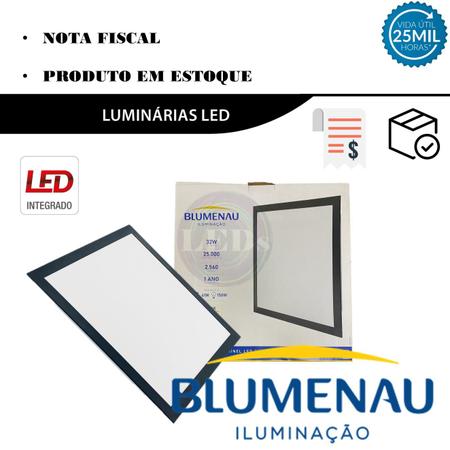 Imagem de Plafon Quadrado Embutir 32W Preto Branco Neutro 4100K