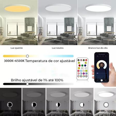 Imagem de Plafon Sobrepor Led Inteligente RGB Smart Wi-fi Embutir APP Casa Integrada Inteligente 127v