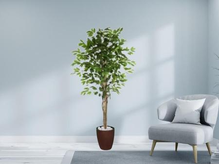 Imagem de Planta Artificial Ficus Verde 1,50 kit + Vaso S. Marrom 30 cm
