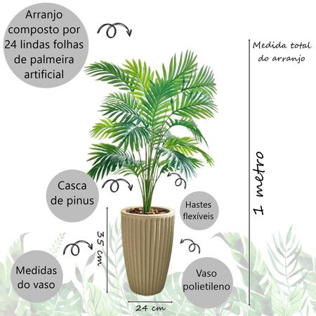 Planta Artificial Palmeira com Vaso Polietileno Cone Romano - Flores Imp Imagem de Planta Artificial Palmeira com Vaso Polietileno Cone Romano