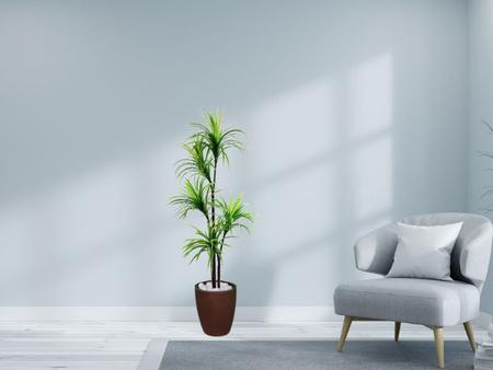 Imagem de Planta Artificial Para Sala Árvore Yucca 1,60m Kit + Vaso S. Marrom 30cm