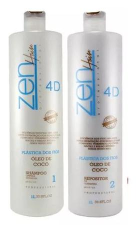 Imagem de Plastica Dos Fios 4d Kit Escova Progressiva Zen Hair 2x1L