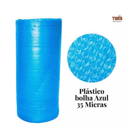 Imagem de Plástico Bolha Azul 1.30x10m Reforçado 35mc para embalagem frágeis
