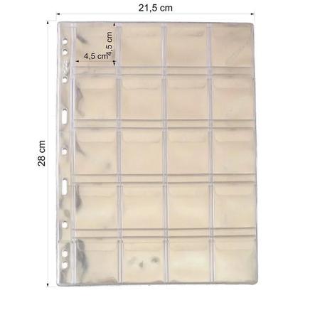 Imagem de Plástico para Moedas 20 Divisões c/ Aba 10 Unidades 28x21cm
