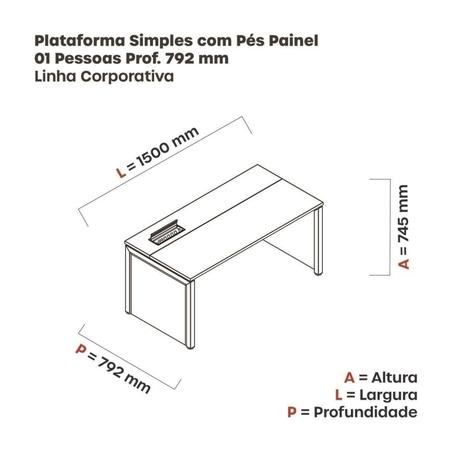 Imagem de Plataforma Simples 150x792 Pscpp150/792/1 Pessoa Preto/Cinza