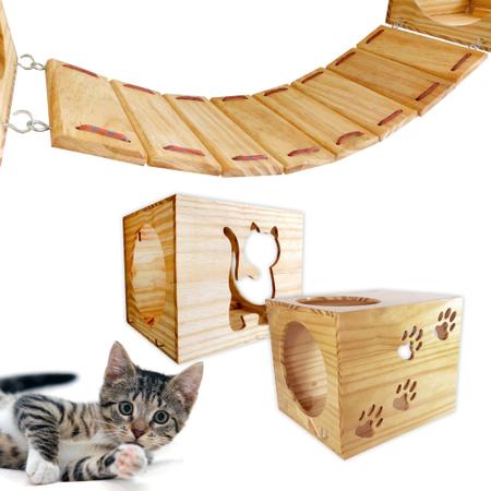 Chão de jogo de gato moderno feito de madeira