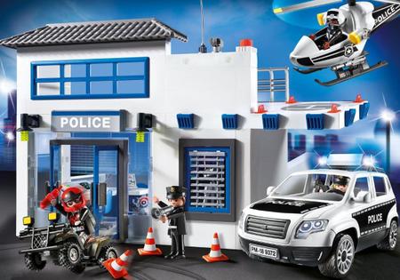 Imagem de Playmobil Delegacia Posto Policial Helicóptero E Carro De Polícia