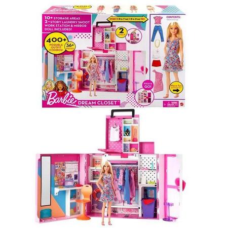 Barbie Conjunto de armário de bonecas e sonhos com roupas e acessórios