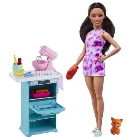 Kit Mesa cozinha boneca Barbie jogo de mesa com acessórios