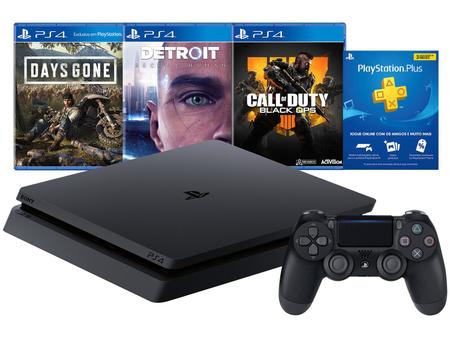 Playstation 4 Sony Hits Bundle 3, 1TB, 1 Controle, 3 Jogos Físicos - 2 ANOS  garantia - JF GAMES