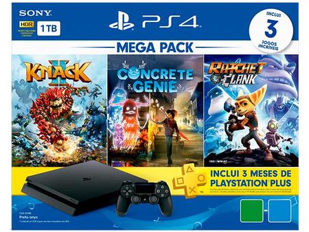 Console Playstation 4 Slim 1TB Mega Pack 4 com 3 Jogos