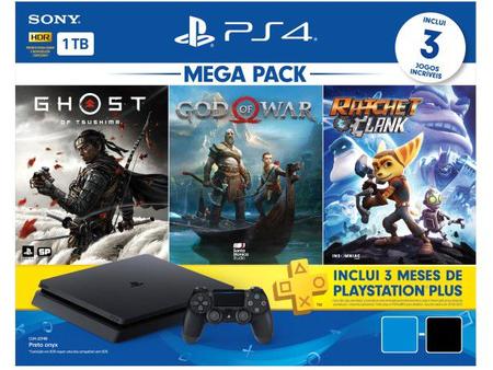 UZ Games - MEGA PACK 18: Console PS4 Slim 1 TB com 3 jogos novos e 3 meses  de PSN Plus + 3 JOGOS SEMINOVOS. (Jogos seminovos deverão ser escolhidos no  momento