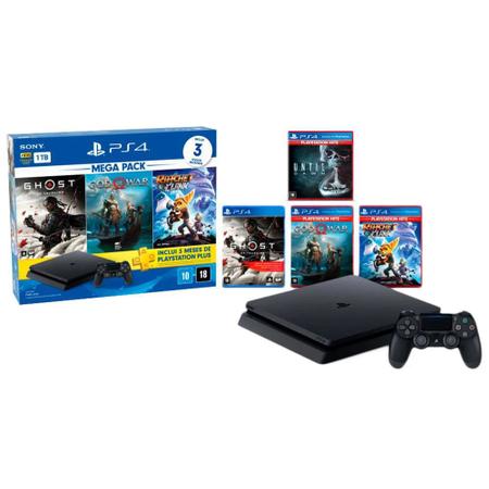 Console PS4 Slim 1TB + Controle Dualshock 4 + Ghost of Tsushima + God -  Game X