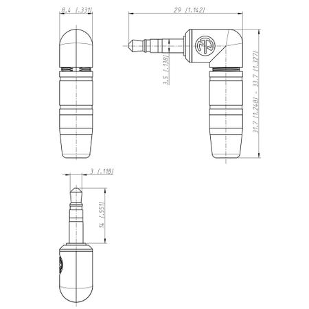 Imagem de Plug P2 Stereo NEUTRIK NTP3RC  Angulado conector Original