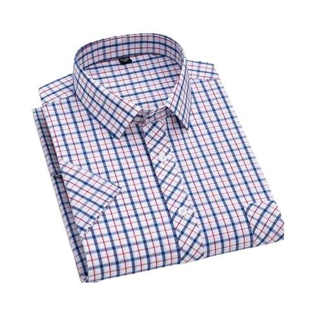 Imagem de plus Size Masculino 6xl Camisa Oxford De Manga Curta Algodão Xadrez Casual Primavera Verão Sem Ferro