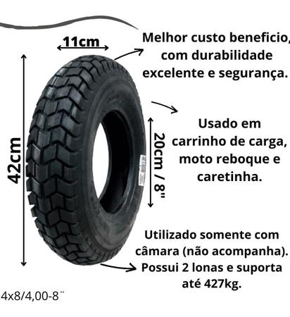 Imagem de Pneu Caretinha 4.80/4.00-8 Capacidade B Levorin + Câmara