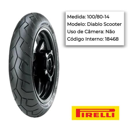 Imagem de Pneu Dianteiro 100/80-14 S/C Pirelli Diablo Scooter Pcx 150 2019 2020 2021 2022 