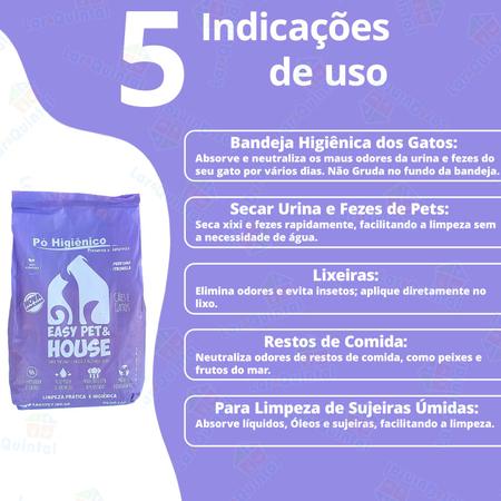 Imagem de Pó Higiênico Easy Pet 1 Kg Elimina Odor Seca Xixi Fezes Lixo