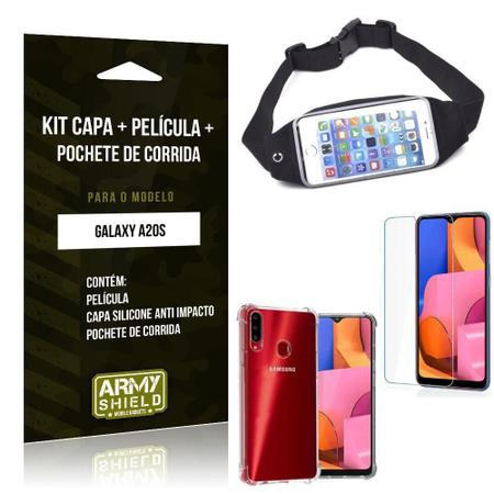 Imagem de Pochete Galaxy A20S Pochete Capa Anti Shock Película Vidro