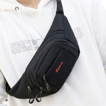 Imagem de Pochete Masculina Bolsa de Cintura Shoulder Bag Impermeável Motoqueiro Multiuso