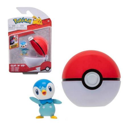 Boneco Pokemon - Pokebola - Clip N Go - Piplup + Poke Bola SUNNY BRINQUEDOS