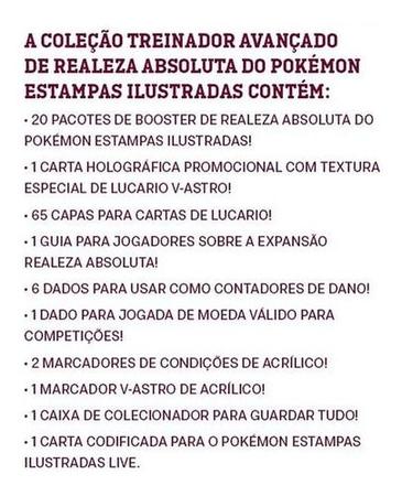 Box Pokémon Treinador Avançado Realeza Absoluta Copag - Deck de Cartas -  Magazine Luiza