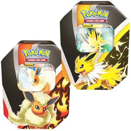 Lata Pokémon TCG - Evolução Eevee - Flareon V - Copag - superlegalbrinquedos