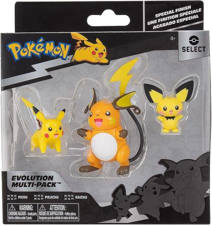 Pokemon Evolution Multi-pack Pichu Pikachu Raichu Sunny 3295 - Bonecos -  Magazine Luiza
