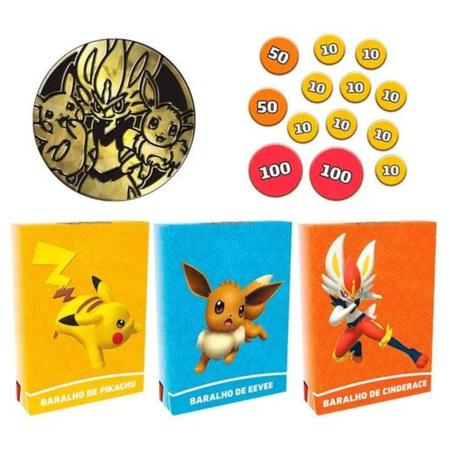 Jogo Cartas Pokémon Academia De Batalha Tabuleiro TCG Copag Moeda Cinderace  Pikachu e Eevee Baralho - Pokémon Cards Copag - Deck de Cartas - Magazine  Luiza