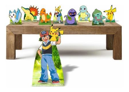 20 Centro De Mesa Pokemon Com Nome Mdf Adesivado Lindo