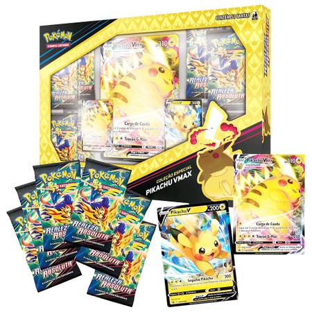 Box Pikachu VMAX Realeza Absoluta COPAG Original 8 Booster Carta