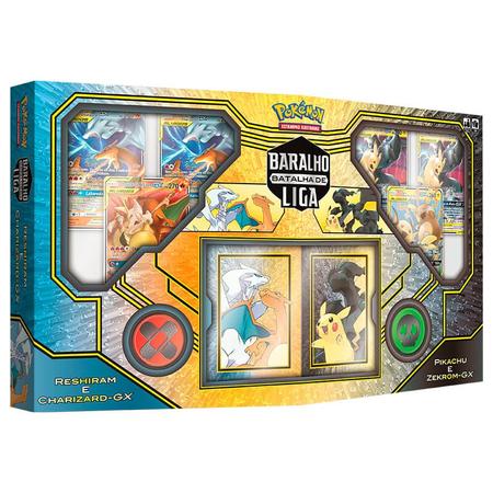 Box Baralho Batalha de Liga - Reshiram e Charizard-GX e Pikachu e