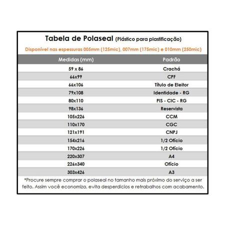 Imagem de Polaseal Plástico para Plastificação A3 303x426x0,05mm 20un