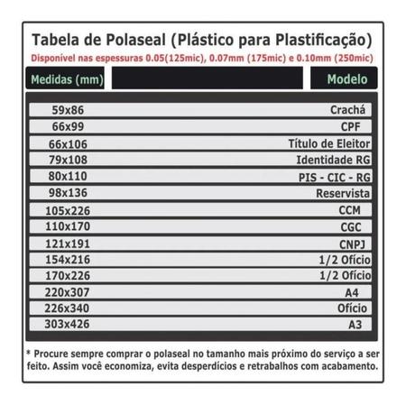 Imagem de Polaseal Plástico Para Plastificação Fosco A4 0,05mm 20un