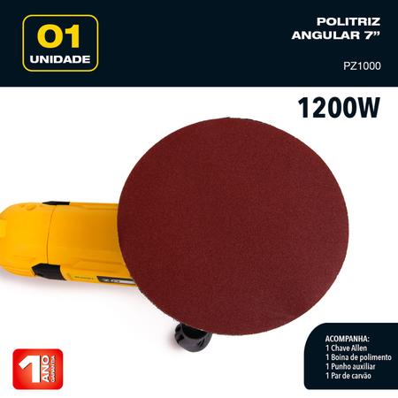 Imagem de Politriz Angular Automotiva 7pol 1200w Profissional 220V