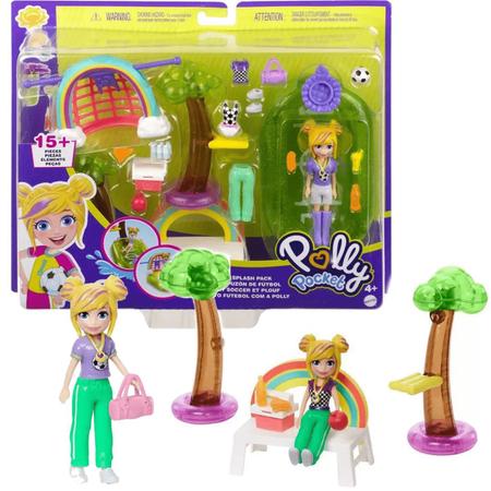 Boneca - Polly Pocket - Atividades Esportivas - Conjunto Futebol com a Polly  - 8 cm - Mattel