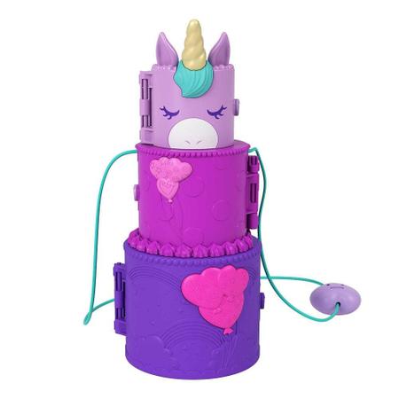 Polly Pocket Conjunto de Brinquedo Mundo de surpresa Bolo de Aniversário