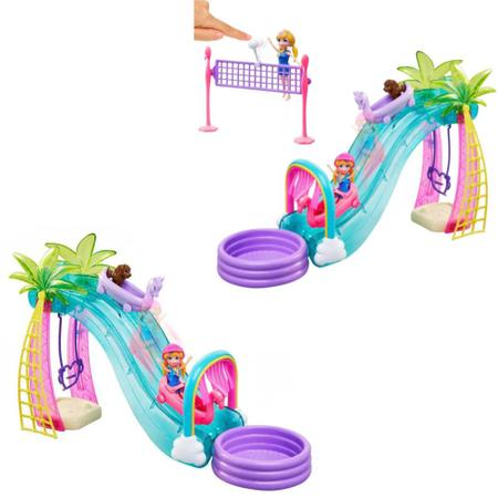 Conjunto e Boneca - Polly Pocket - Parque Aquático de Esportes - Mattel