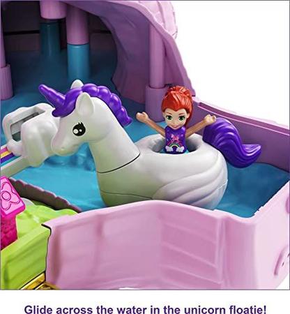 Polly Pocket Unicorn Party Large Compact Playset com Micro Polly & Lila  Dolls, mais de 25 surpresas para descobrir e divertir áreas de jogo da  festa da princesa: Bouncy House, Castle, Swings