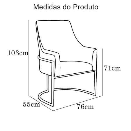 Poltona Vick Base Metálica Dourada Suede Cinza - Belliv Decor Imagem de Poltona Vick Base Metálica Dourada Suede Cinza - Belliv Decor
