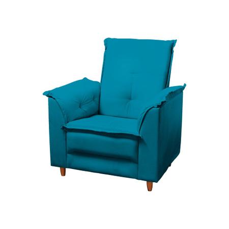 Imagem de Poltrona Amamentação e Puff Ariel Suede Azul Tiffany Espuma D26 Bnn Decor