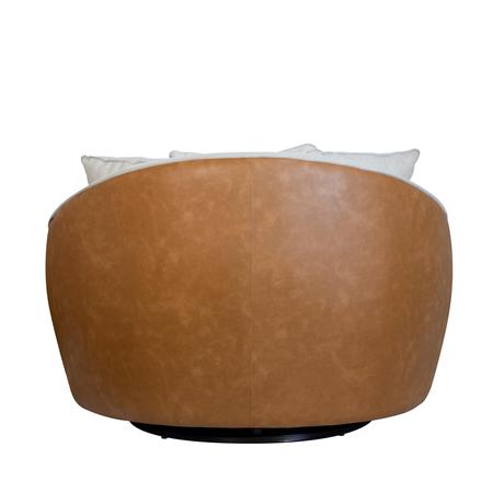 Poltrona Ayla Base Giratória Almofadas Linho material sintético - Larbelle Móveis Imagem de Poltrona Ayla Base Giratória Almofadas Linho material sintético