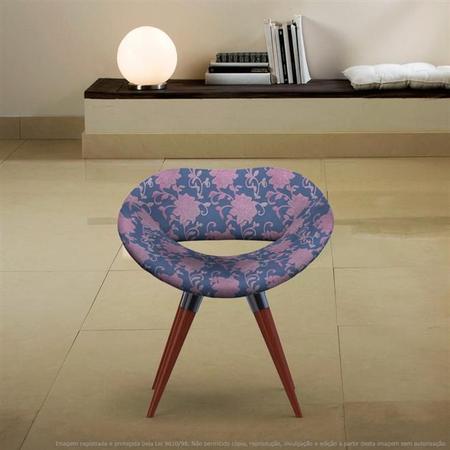 Imagem de Poltrona Beijo Floral Rosa e Lilás Cadeira Decorativa com Base Fixa