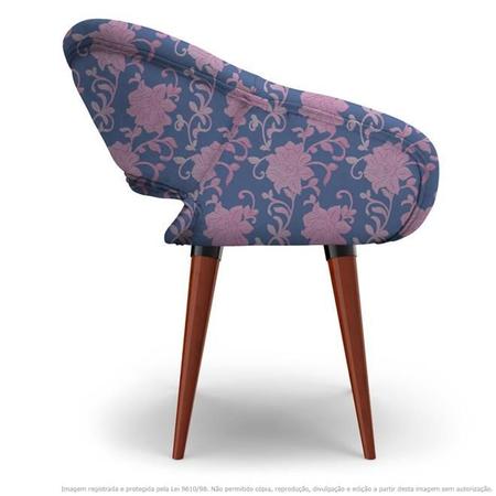 Imagem de Poltrona Beijo Floral Rosa e Lilás Cadeira Decorativa com Base Fixa